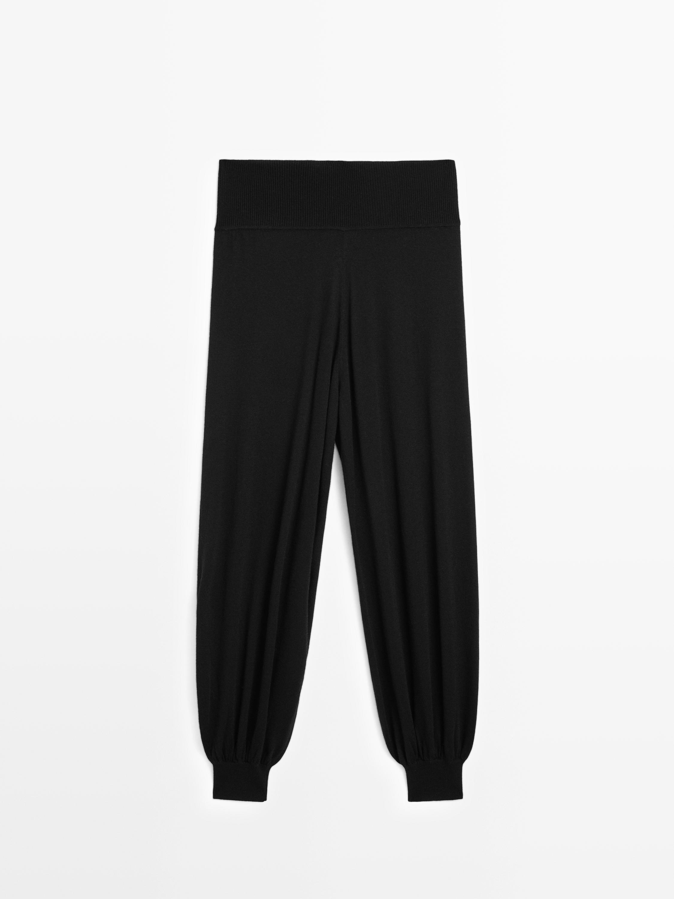 Wool blend knit sarouel trousers